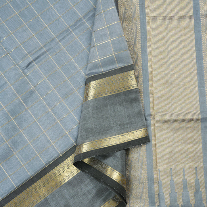 Hayagrivas Handloom Pure Silk Cotton Saree in Superb Silver Grey KBE258E4-9