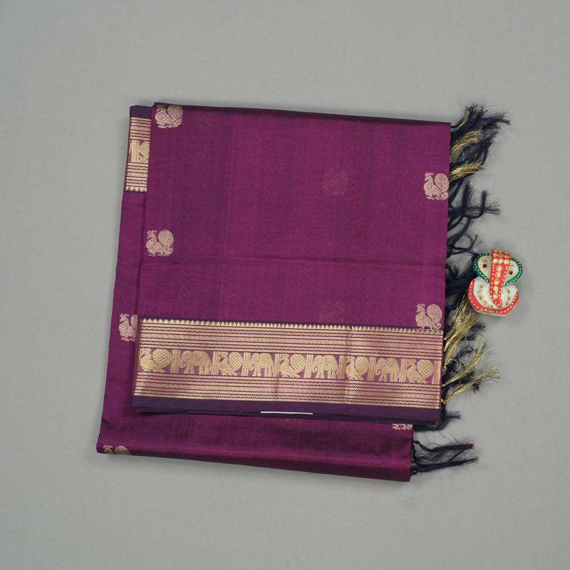 Hayagrivas Handloom Pure Silk Cotton Saree in Royal Purple KBE258E5-6