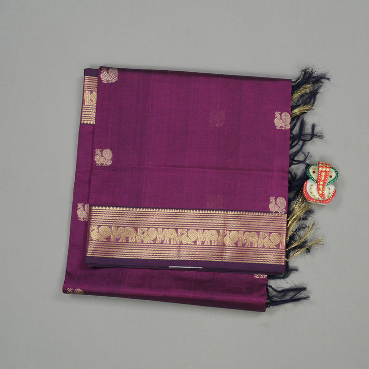 Hayagrivas Handloom Pure Silk Cotton Saree in Royal Purple KBE258E5-6