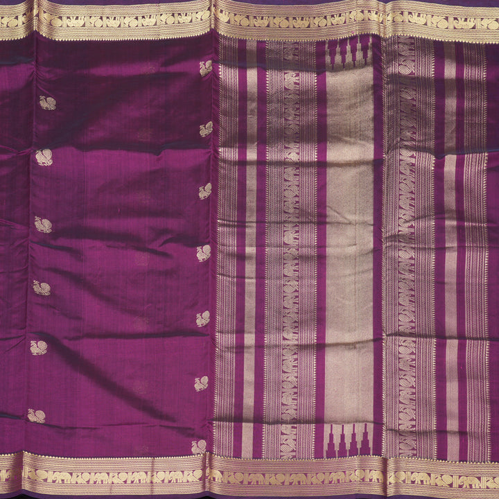 Hayagrivas Handloom Pure Silk Cotton Saree in Royal Purple KBE258E5-6