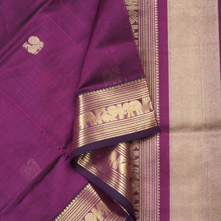 Hayagrivas Handloom Pure Silk Cotton Saree in Royal Purple KBE258E5-6