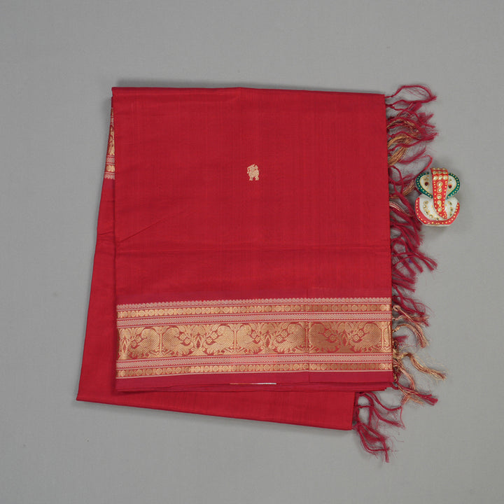 Hayagrivas Handloom Pure Silk Cotton Saree in Elegant Red KBE258E5-9