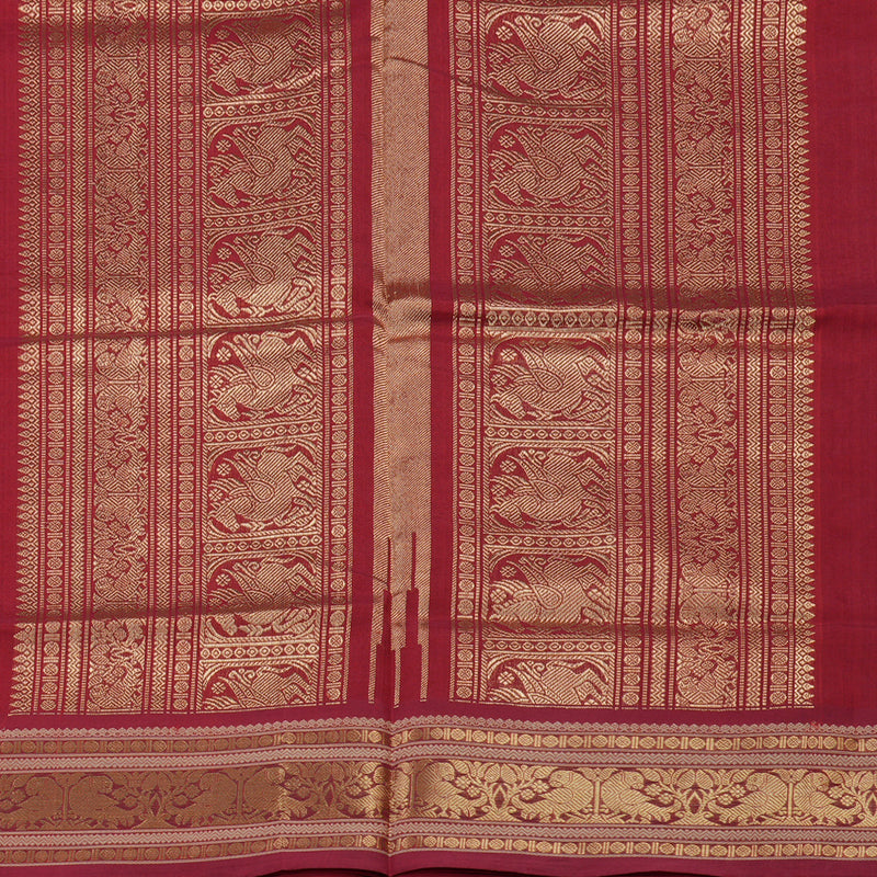 Hayagrivas Handloom Pure Silk Cotton Saree in Elegant Red KBE258E5-9