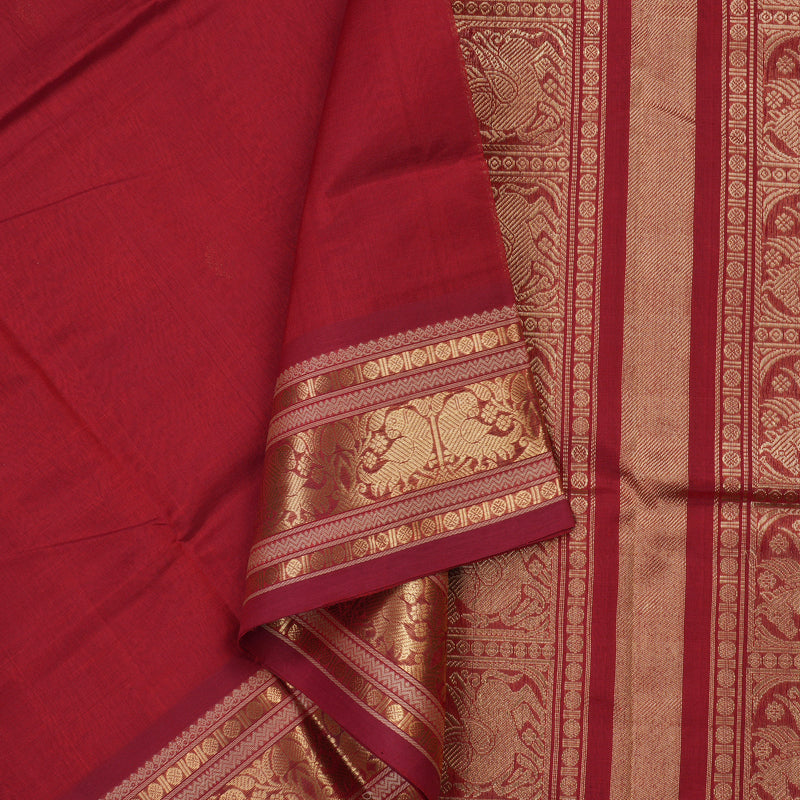 Hayagrivas Handloom Pure Silk Cotton Saree in Elegant Red KBE258E5-9