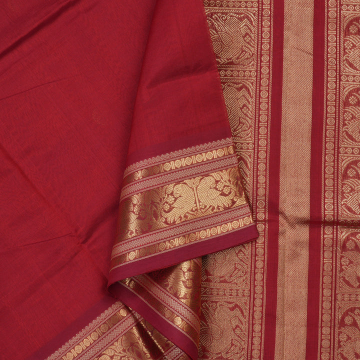 Hayagrivas Handloom Pure Silk Cotton Saree in Elegant Red KBE258E5-9