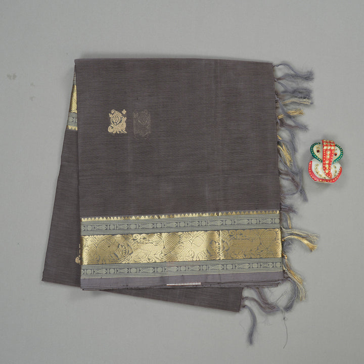 Hayagrivas Handloom Pure Silk Cotton Saree in Charming Ash Grey KBE258E6-13