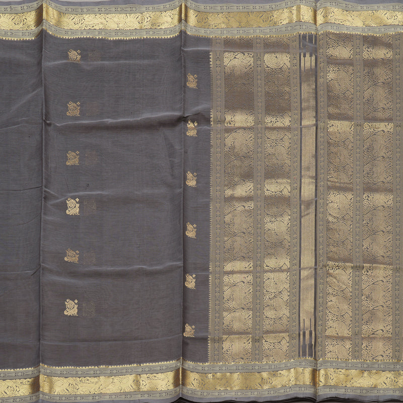 Hayagrivas Handloom Pure Silk Cotton Saree in Charming Ash Grey KBE258E6-13