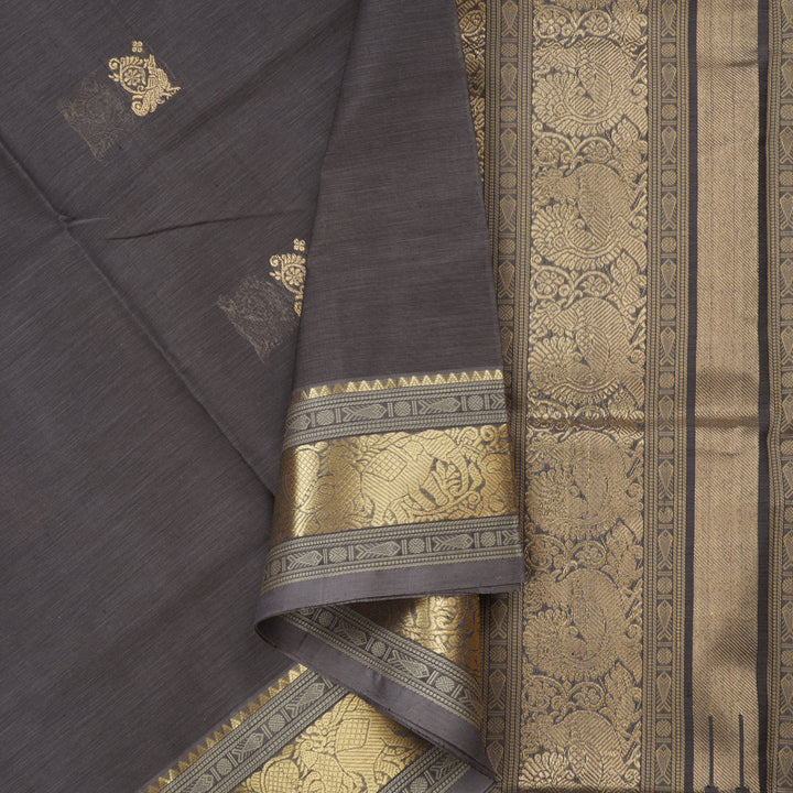 Hayagrivas Handloom Pure Silk Cotton Saree in Charming Ash Grey KBE258E6-13