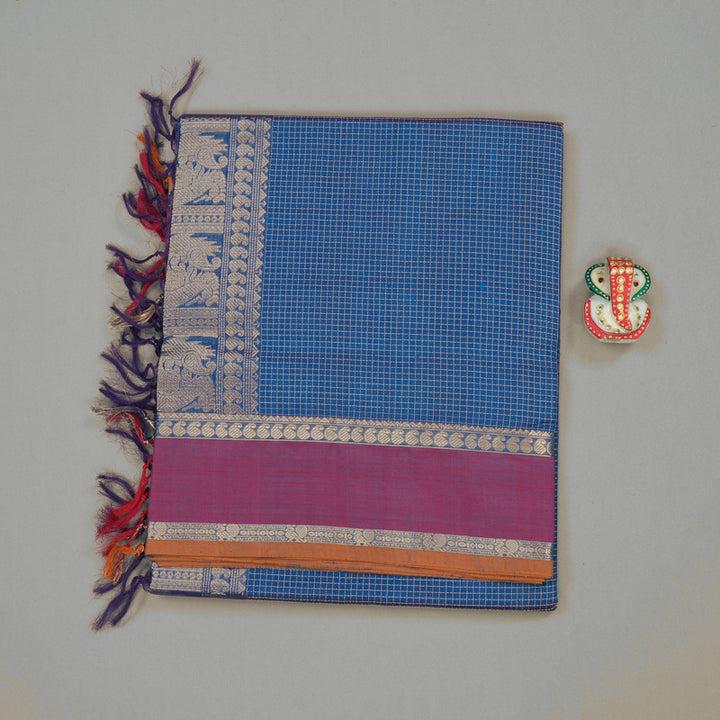 Hayagrivas Handloom Pure Silk Cotton Saree in Blue KBE258E6-3