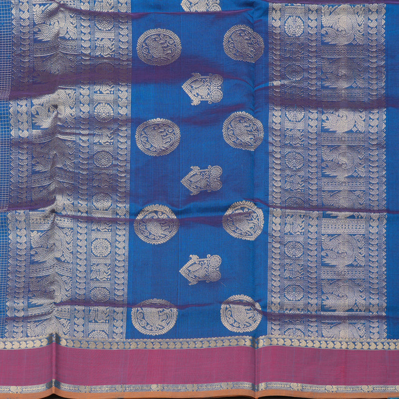 Hayagrivas Handloom Pure Silk Cotton Saree in Blue KBE258E6-3