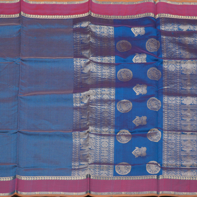 Hayagrivas Handloom Pure Silk Cotton Saree in Blue KBE258E6-3