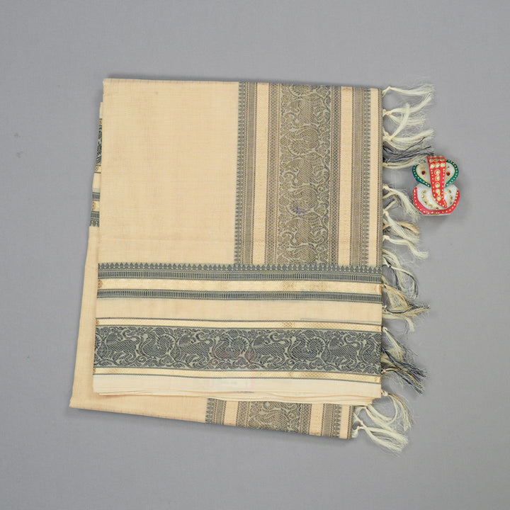 Hayagrivas Handloom Pure Silk Cotton Saree in Soft-Toned Sandal KBE258E7-1