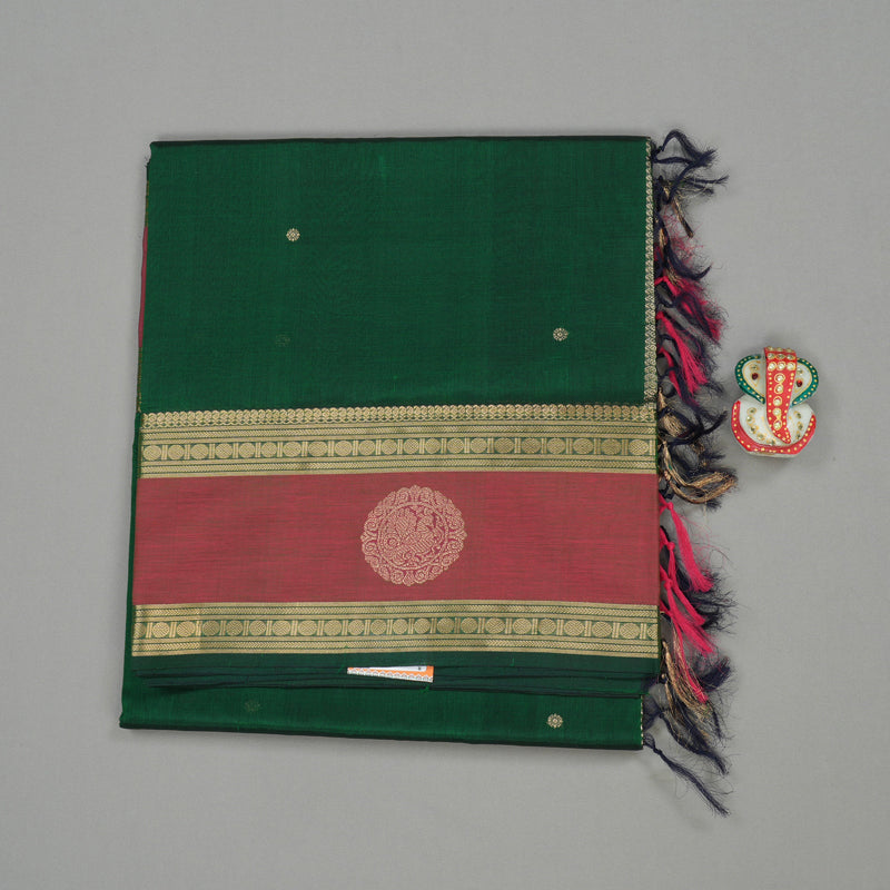 Hayagrivas Handloom Pure Silk Cotton Saree in Bottle Green KBE258E7-10