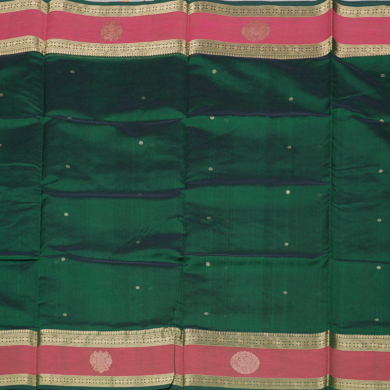 Hayagrivas Handloom Pure Silk Cotton Saree in Bottle Green KBE258E7-10
