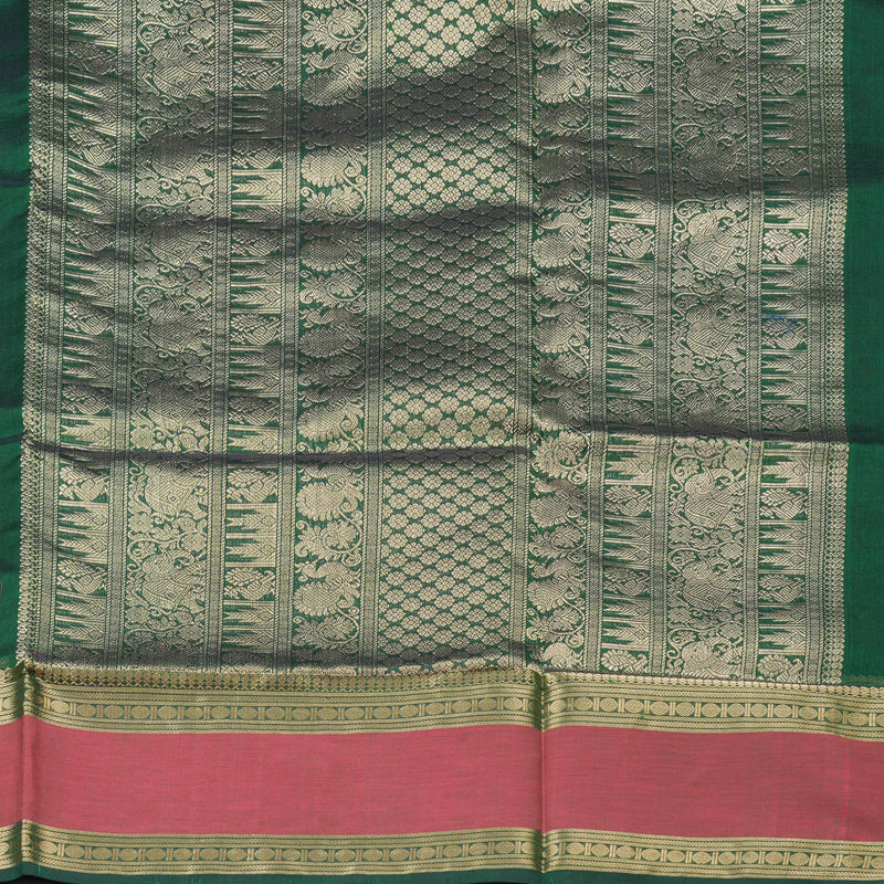 Hayagrivas Handloom Pure Silk Cotton Saree in Bottle Green KBE258E7-10