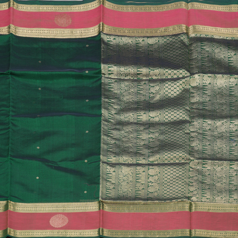 Hayagrivas Handloom Pure Silk Cotton Saree in Bottle Green KBE258E7-10