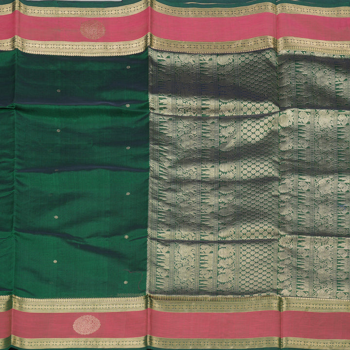 Hayagrivas Handloom Pure Silk Cotton Saree in Bottle Green KBE258E7-10