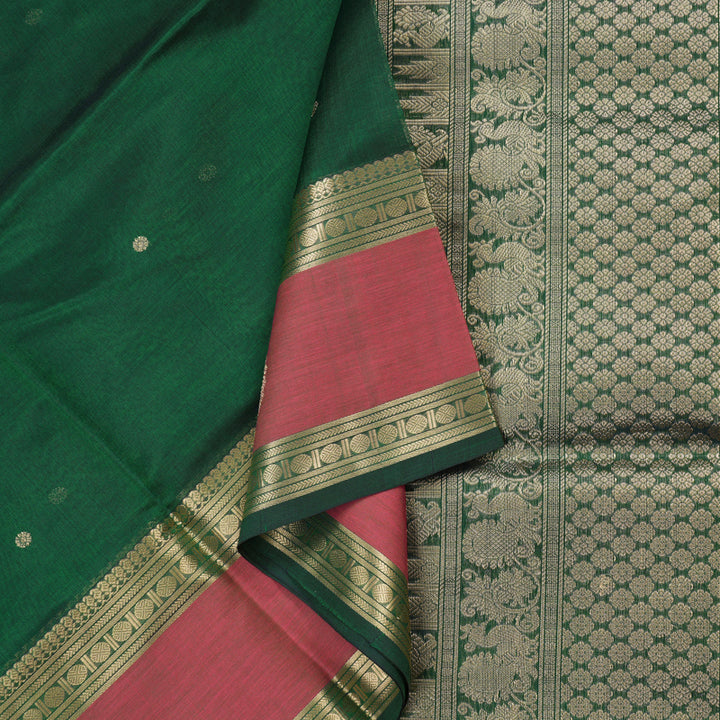 Hayagrivas Handloom Pure Silk Cotton Saree in Bottle Green KBE258E7-10