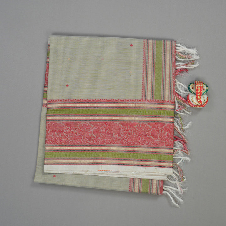 Hayagrivas Handloom Pure Silk Cotton Saree in Subtle Beige KBE258E7-2