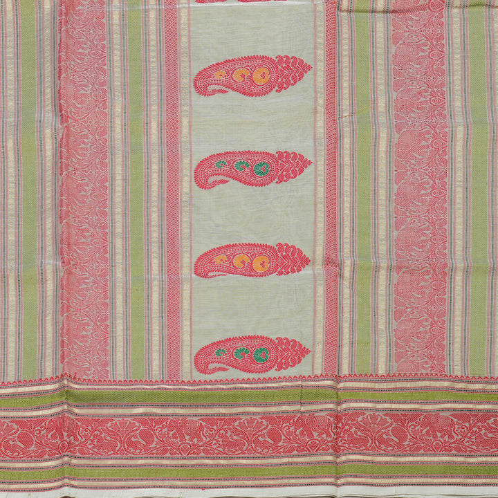 Hayagrivas Handloom Pure Silk Cotton Saree in Subtle Beige KBE258E7-2