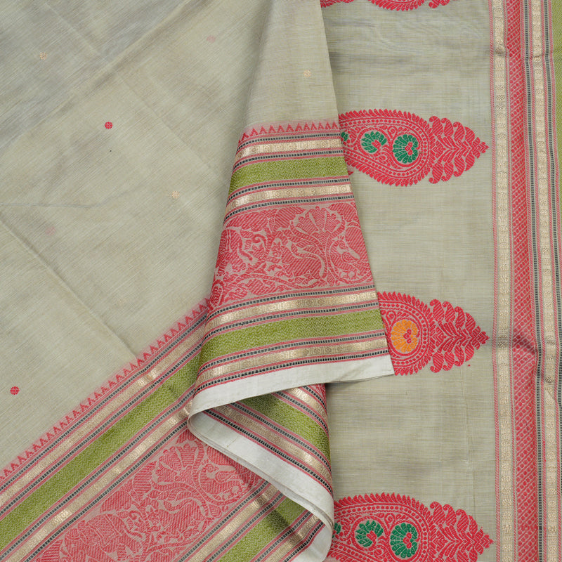 Hayagrivas Handloom Pure Silk Cotton Saree in Subtle Beige KBE258E7-2