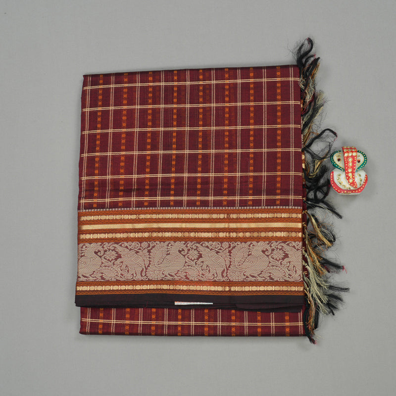 Hayagrivas Handloom Pure Silk Cotton Saree in Elegant Wine Maroon KBE258E7-6