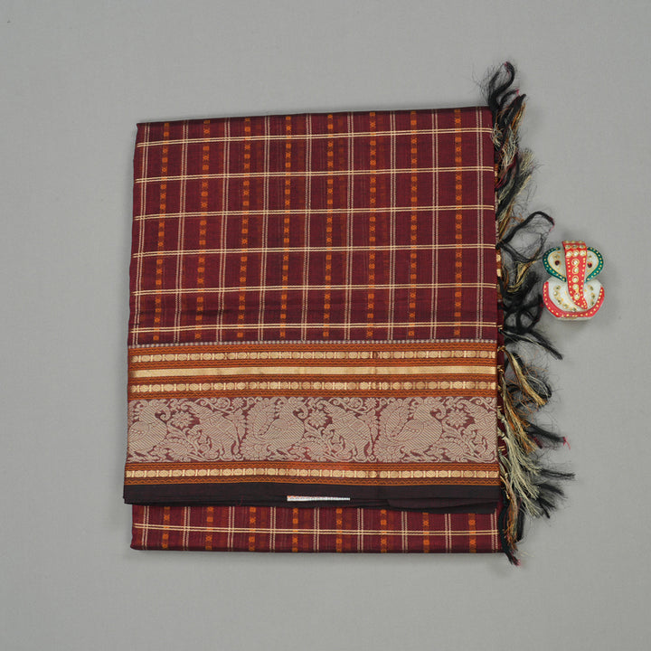 Hayagrivas Handloom Pure Silk Cotton Saree in Elegant Wine Maroon KBE258E7-6