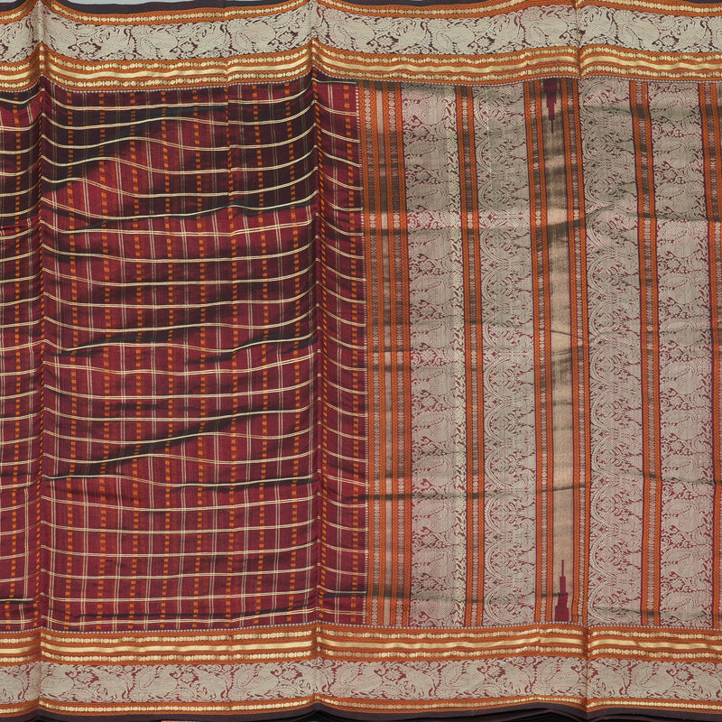 Hayagrivas Handloom Pure Silk Cotton Saree in Elegant Wine Maroon KBE258E7-6
