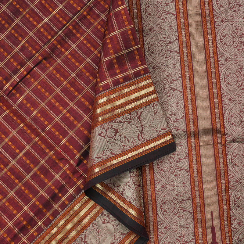 Hayagrivas Handloom Pure Silk Cotton Saree in Elegant Wine Maroon KBE258E7-6