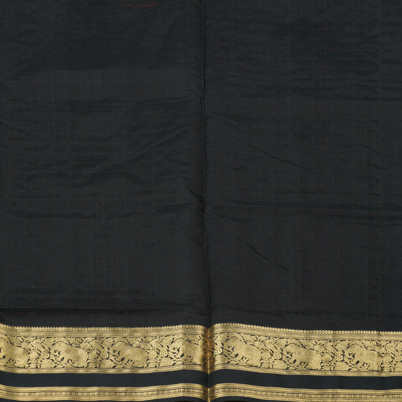Hayagrivas Handloom Pure Silk Cotton Saree in Rich Black KBE258E7-7