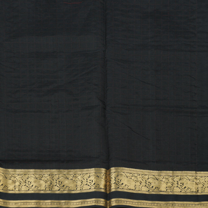 Hayagrivas Handloom Pure Silk Cotton Saree in Rich Black KBE258E7-7