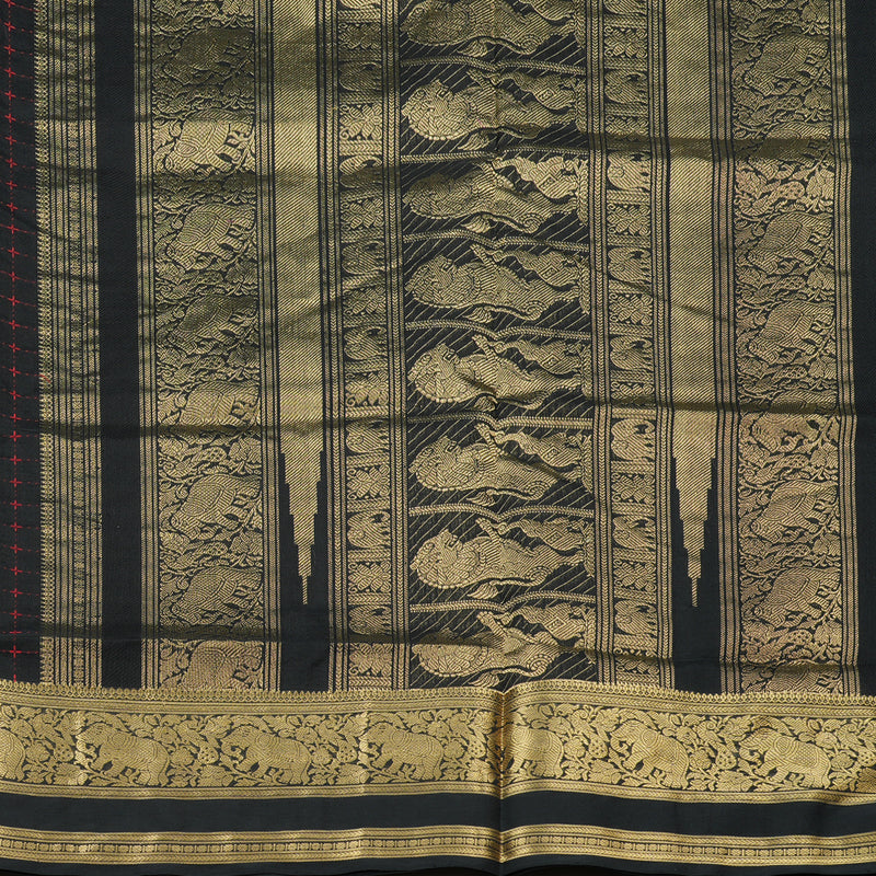 Hayagrivas Handloom Pure Silk Cotton Saree in Rich Black KBE258E7-7