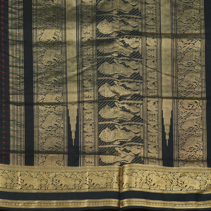 Hayagrivas Handloom Pure Silk Cotton Saree in Rich Black KBE258E7-7