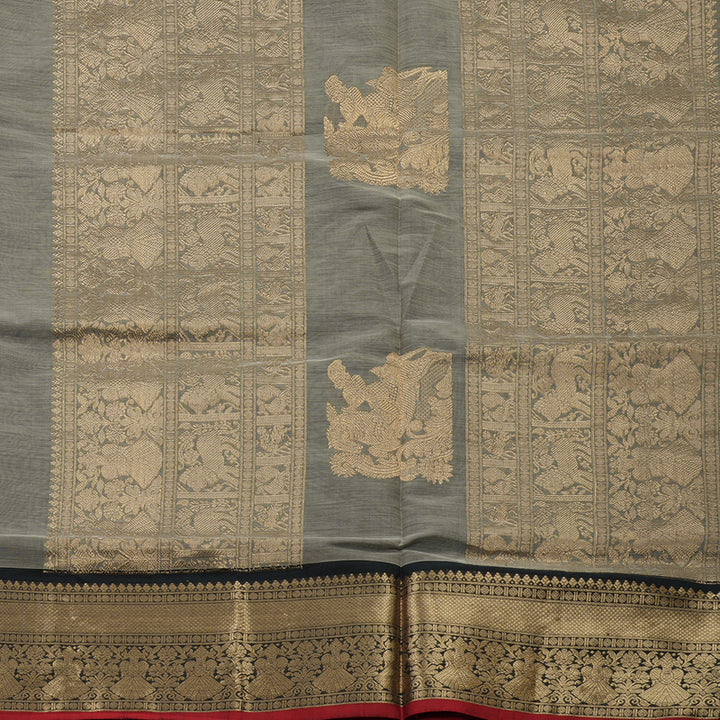Hayagrivas Handloom Pure Silk Cotton Saree in Charming Grey KBE258E9-10
