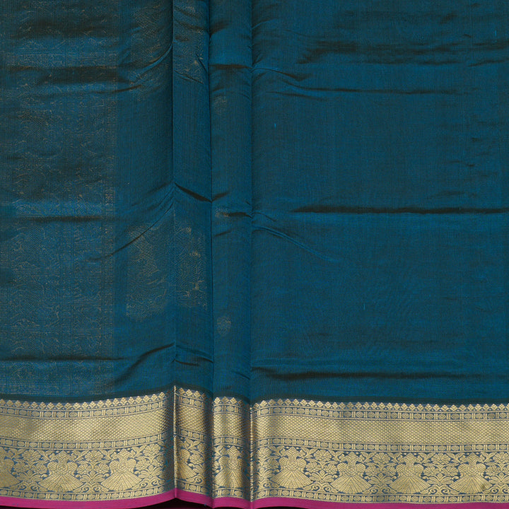 Hayagrivas Handloom Pure Silk Cotton Saree in Enchanting Peacock Blue KBE258E9-11