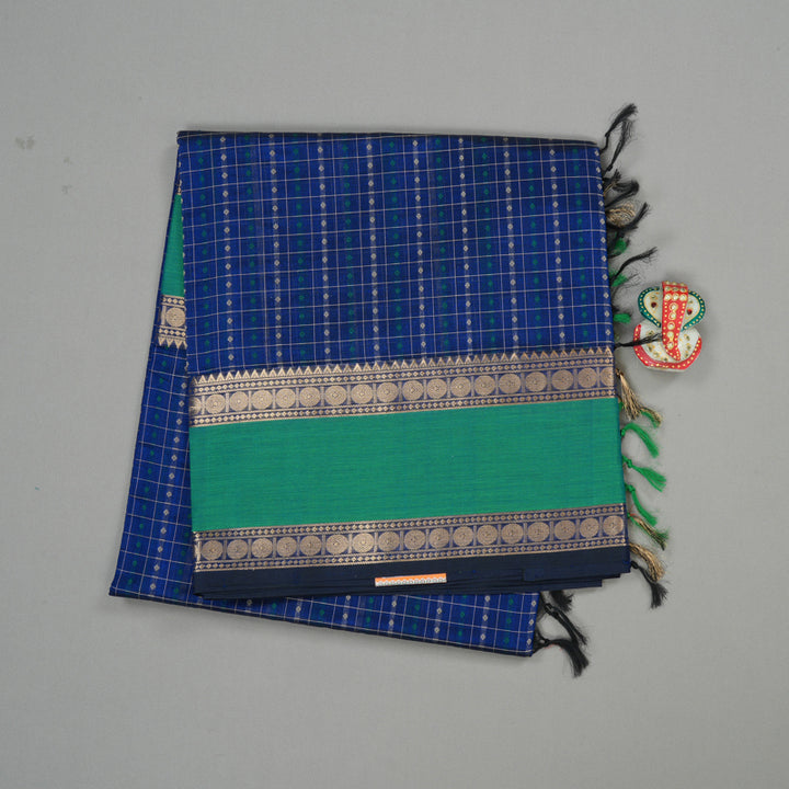 Hayagrivas Handloom Pure Silk Cotton Saree in Enchanting Blue KBE258E9-5