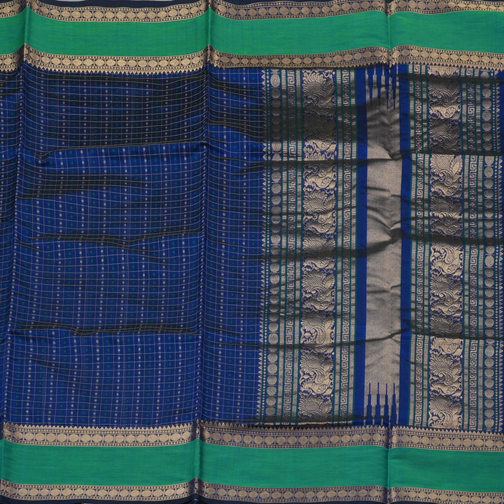 Hayagrivas Handloom Pure Silk Cotton Saree in Enchanting Blue KBE258E9-5