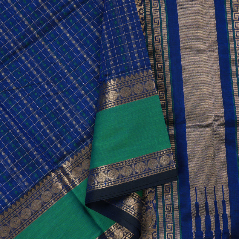 Hayagrivas Handloom Pure Silk Cotton Saree in Enchanting Blue KBE258E9-5