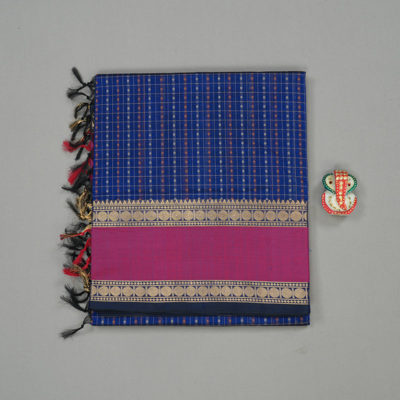 Hayagrivas Handloom Pure Silk Cotton Saree in Blue KBE258E9-7