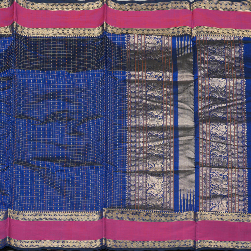 Hayagrivas Handloom Pure Silk Cotton Saree in Blue KBE258E9-7