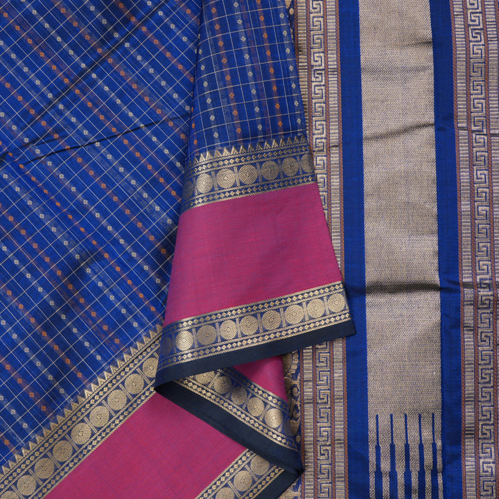 Hayagrivas Handloom Pure Silk Cotton Saree in Blue KBE258E9-7