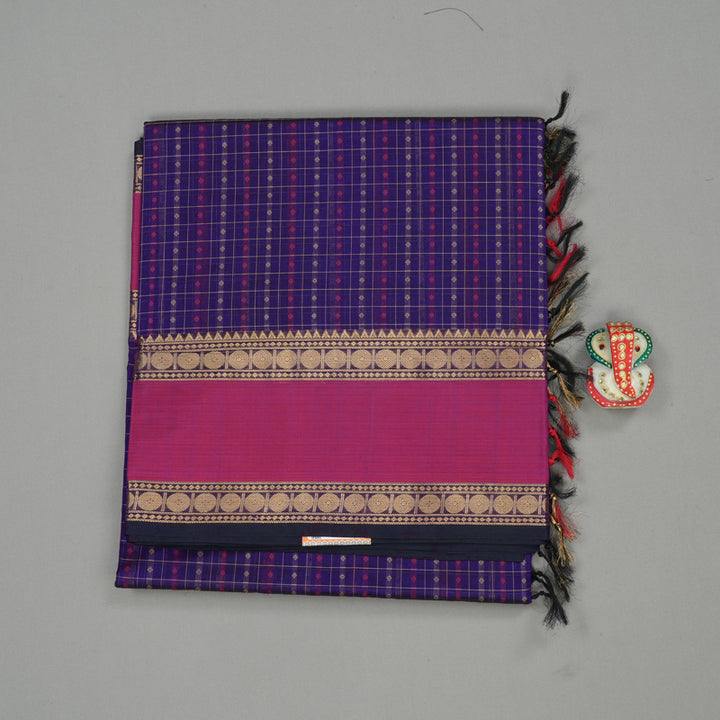 Hayagrivas Handloom Pure Silk Cotton Saree in Indigo Blue KBE258E9-8