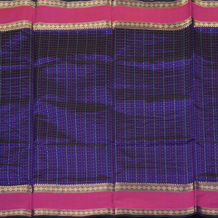 Hayagrivas Handloom Pure Silk Cotton Saree in Indigo Blue KBE258E9-8