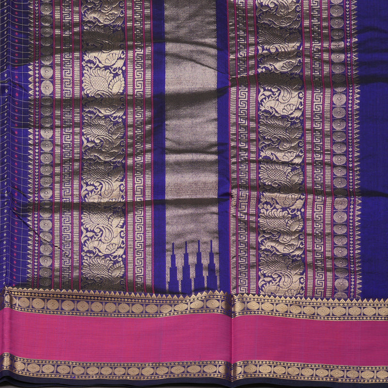Hayagrivas Handloom Pure Silk Cotton Saree in Indigo Blue KBE258E9-8