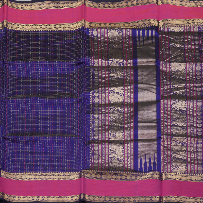 Hayagrivas Handloom Pure Silk Cotton Saree in Indigo Blue KBE258E9-8