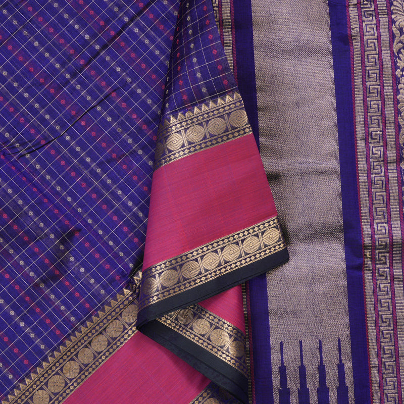 Hayagrivas Handloom Pure Silk Cotton Saree in Indigo Blue KBE258E9-8