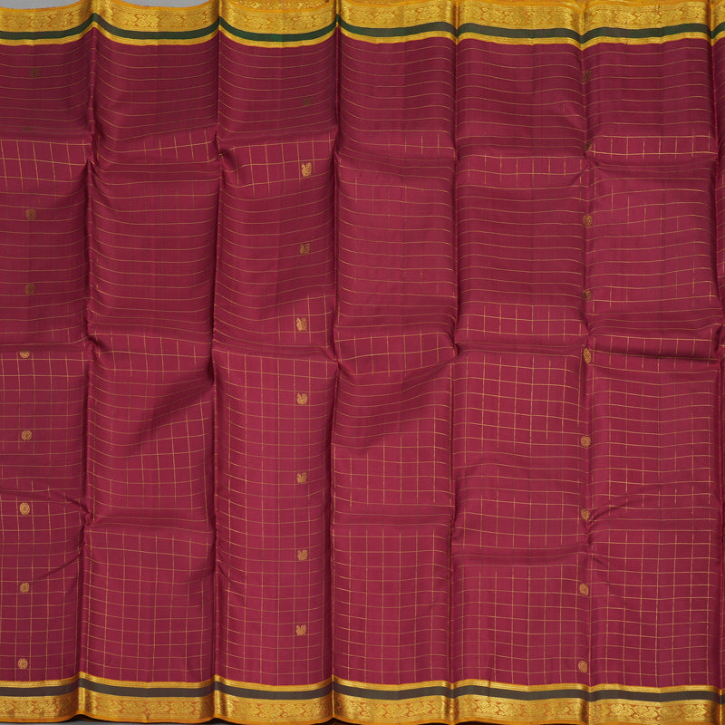 Hayagrivas Handloom Maroon Kanjivaram Silk Saree with Golden Orange Border KBE25D4-1