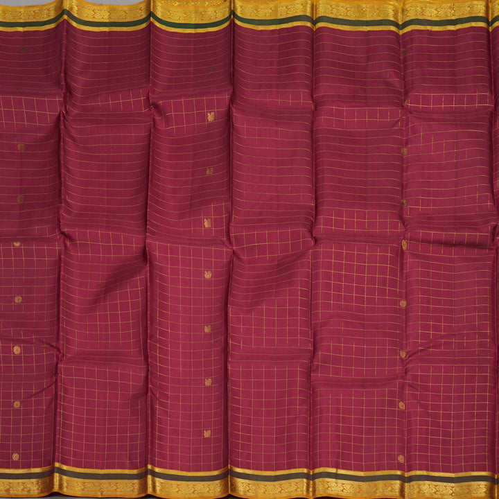 Hayagrivas Handloom Maroon Kanjivaram Silk Saree with Golden Orange Border KBE25D4-1