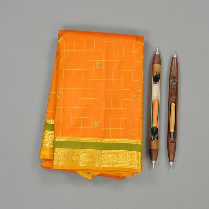 Hayagrivas Mango Yellow Handloom Kanjivaram Silk Saree with Yellow Border KBE25D4-2