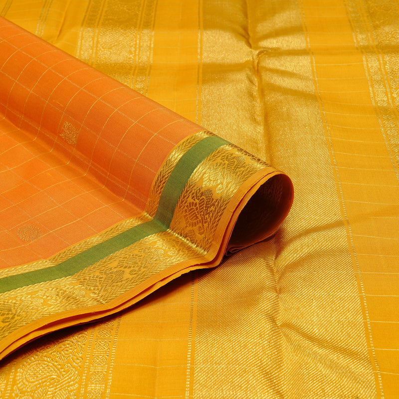 Hayagrivas Mango Yellow Handloom Kanjivaram Silk Saree with Yellow Border KBE25D4-2